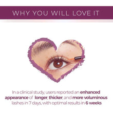 Load image into Gallery viewer, Advertisement for eyelash product with a heart-shaped cutout of an eye and a mascara wand.