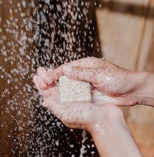 Load image into Gallery viewer, The unscented company shampoo bar in use