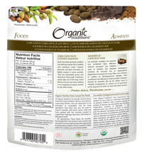 Load image into Gallery viewer, Organic traditions dark chocolate almonds (227g) - back of package - nutrition facts, summary, ingredients

