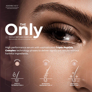 Adoreyes brow serum graphic with ingredients
