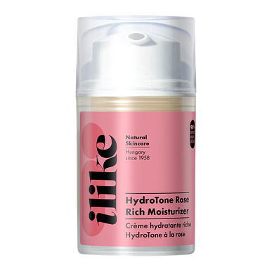 Ilike HydroTone Rose Rich Whipped Moisturizer for face, neck, and décolleté in elegant jar, deeply hydrating rose cream that firms and rejuvenates skin