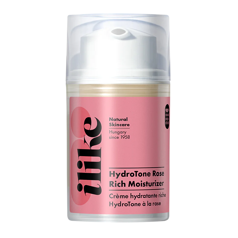 Ilike HydroTone Rose Rich Whipped Moisturizer for face, neck, and décolleté in elegant jar, deeply hydrating rose cream that firms and rejuvenates skin