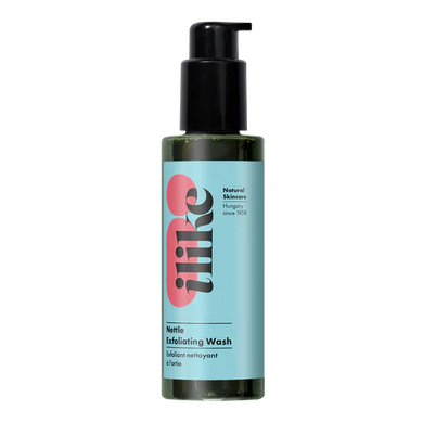 Nettle Exfoliating Wash in a pump container, herbal gel cleanser with nettle and flaxseed to refresh, exfoliate, and soothe dull or dehydrated skin