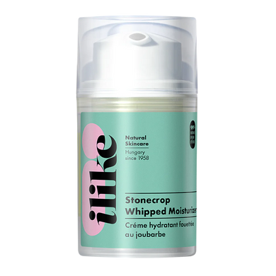 Ilike Stonecrop Whipped Moisturizer in a pump container, nourishing cream with stonecrop and yarrow for brightening, hydrating, and regenerating skin