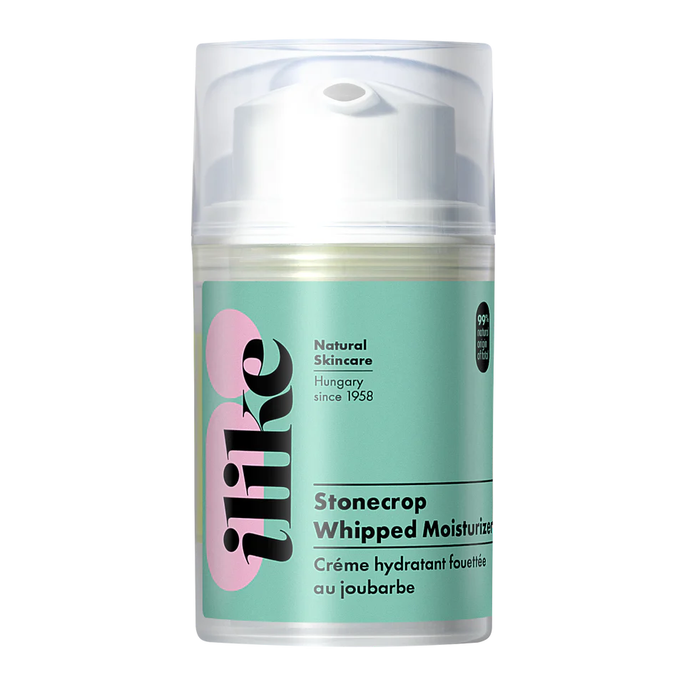 Ilike Stonecrop Whipped Moisturizer in a pump container, nourishing cream with stonecrop and yarrow for brightening, hydrating, and regenerating skin