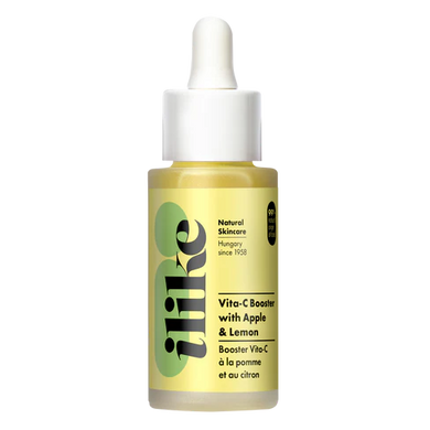 Ilike Vita-C Booster with Apple & Lemon in dropper container, vitamin C concentrate with apple and lemon extracts to brighten and defend skin