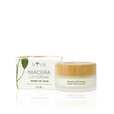Jar of Niacera Lift Cream – a CANVAS white cream in 30 ml jar with Viva Health Skincare label