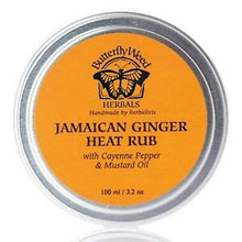 Load image into Gallery viewer, Butterfly weed Jamaican Ginger Heat Rub with Cayenne Pepper and Mustard Oil 100 mL tin
